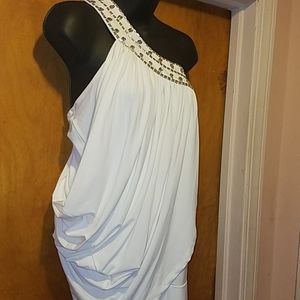HOLIDAY SHOWSTOPPER - Women's Grecian-goddess one-shoulder mini dress